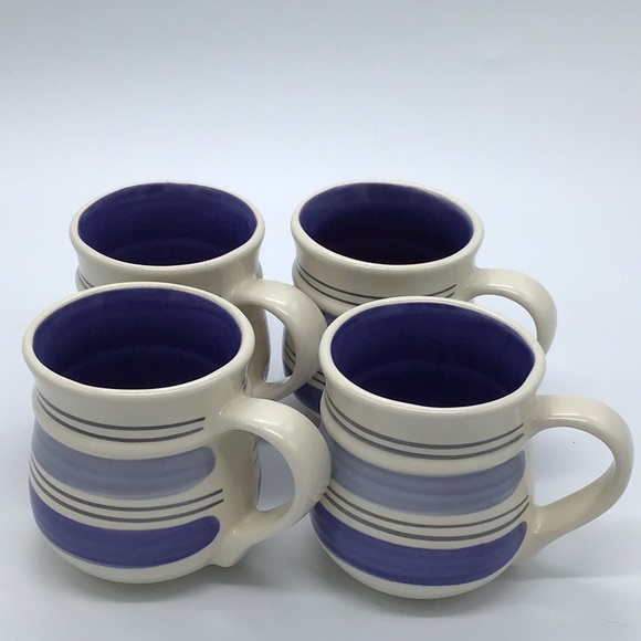 Pfaltzgraff Mexico RIO Blue Stoneware Coffee Mug Set Of 4 - Picture 1 of 2